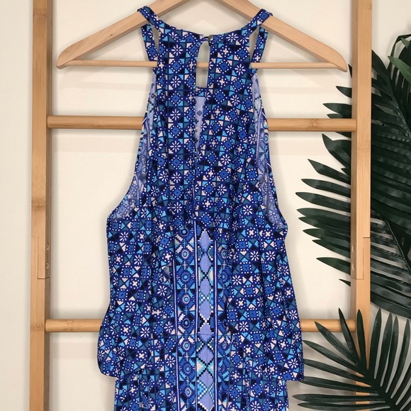 Tigerlily Blue Geometric Print Totem Midi Dress 8 - Picture 10 of 12